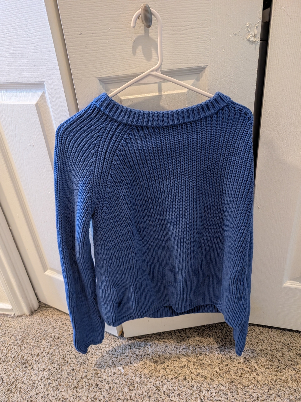 Quince Blue Ribbed Crewneck Sweater